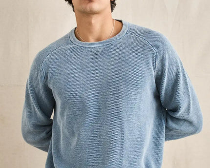 Rhythm Rhythm Heren Polu Crew Knit Sweater Washed Blue