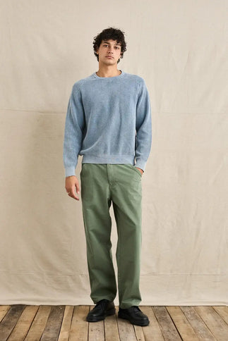 Rhythm Rhythm Heren Polu Crew Knit Sweater Washed Blue