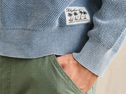 Rhythm Rhythm Heren Polu Crew Knit Sweater Washed Blue