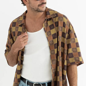 Rhythm Rhythm Heren Racket Relaxed SS Shirt Ochre