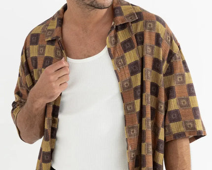 Rhythm Rhythm Heren Racket Relaxed SS Shirt Ochre