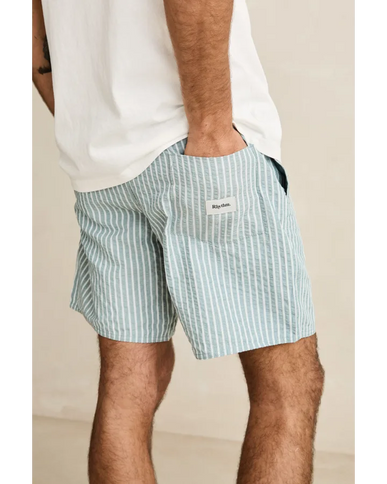 Rhythm Rhythm Heren Seersucker Strip Jam Shorts Pine