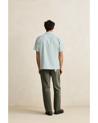 Rhythm Rhythm Heren Seersucker Stripe SS Shirt Pine