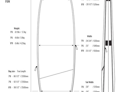 ROAM ROAM 8'0" Tech PLUS Double Slim Funboard Boardbag
