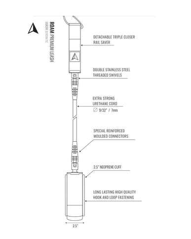 ROAM ROAM 8ft Premium Leash Sea Green