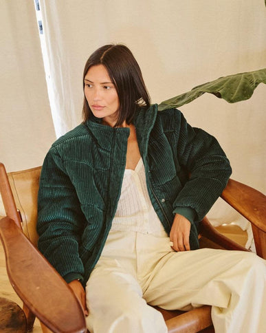 RVCA RVCA Dames Eezeh Corduroy Puffer Jacket Pine