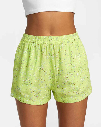 RVCA RVCA Dames Sawyer Print Elastic Waist Shorts Neon Green