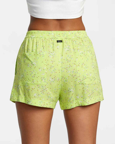 RVCA RVCA Dames Sawyer Print Elastic Waist Shorts Neon Green