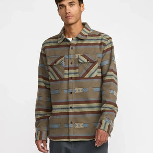 RVCA RVCA Heren Dayshift Blanket Flannel Shirt Mushroom