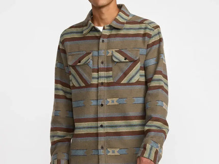 RVCA RVCA Heren Dayshift Blanket Flannel Shirt Mushroom