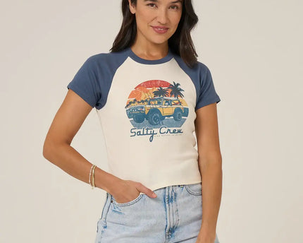 Salty Crew Salty Crew Dames Drive To The Sea Raglan Tee Indigo