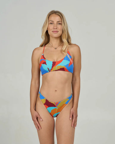 Salty Crew Salty Crew Dames Palm Burst Rev Midi Bikini Bottom Bold Blue