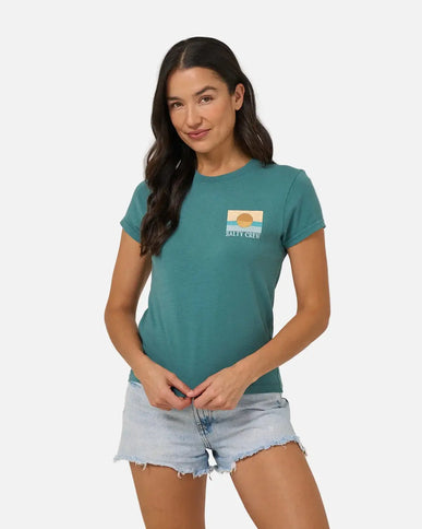 Salty Crew Salty Crew Dames Retro Wave Modern Tee Teal