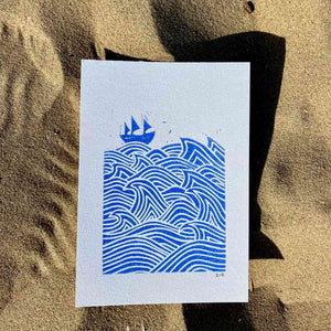 Studio Els Studio Els Boat Print A5 Blue