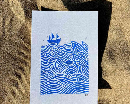 Studio Els Studio Els Boat Print A5 Blue