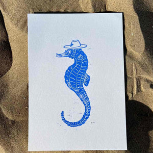 Studio Els Studio Els Seahorse Cowboy Print A4 Blue