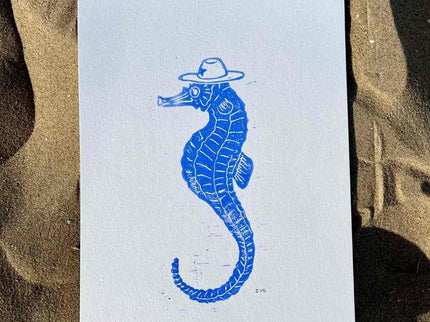 Studio Els Studio Els Seahorse Cowboy Print A4 Blue
