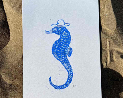 Studio Els Studio Els Seahorse Cowboy Print A4 Blue