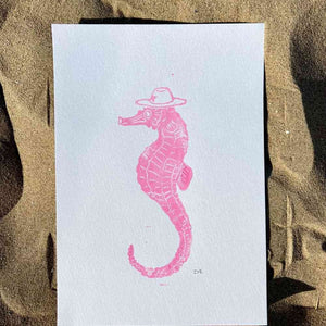 Studio Els Studio Els Seahorse Cowboy Print A4 Pink