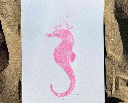 Studio Els Studio Els Seahorse Cowboy Print A4 Pink