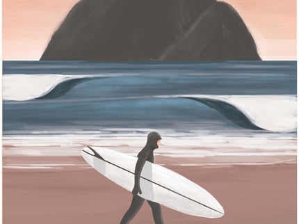 StudioTrev Trevor Humphres Surfer With Mountainious Backdrop Poster