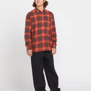 Volcom Volcom Heren Caden Plaid LS Shirt Bright Red