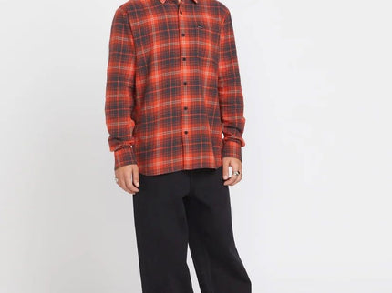Volcom Volcom Heren Caden Plaid LS Shirt Bright Red