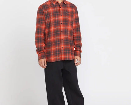 Volcom Volcom Heren Caden Plaid LS Shirt Bright Red