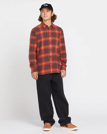 Volcom Volcom Heren Caden Plaid LS Shirt Bright Red