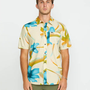 Volcom Volcom Heren Tracers SS Floral Shirt Light Beige